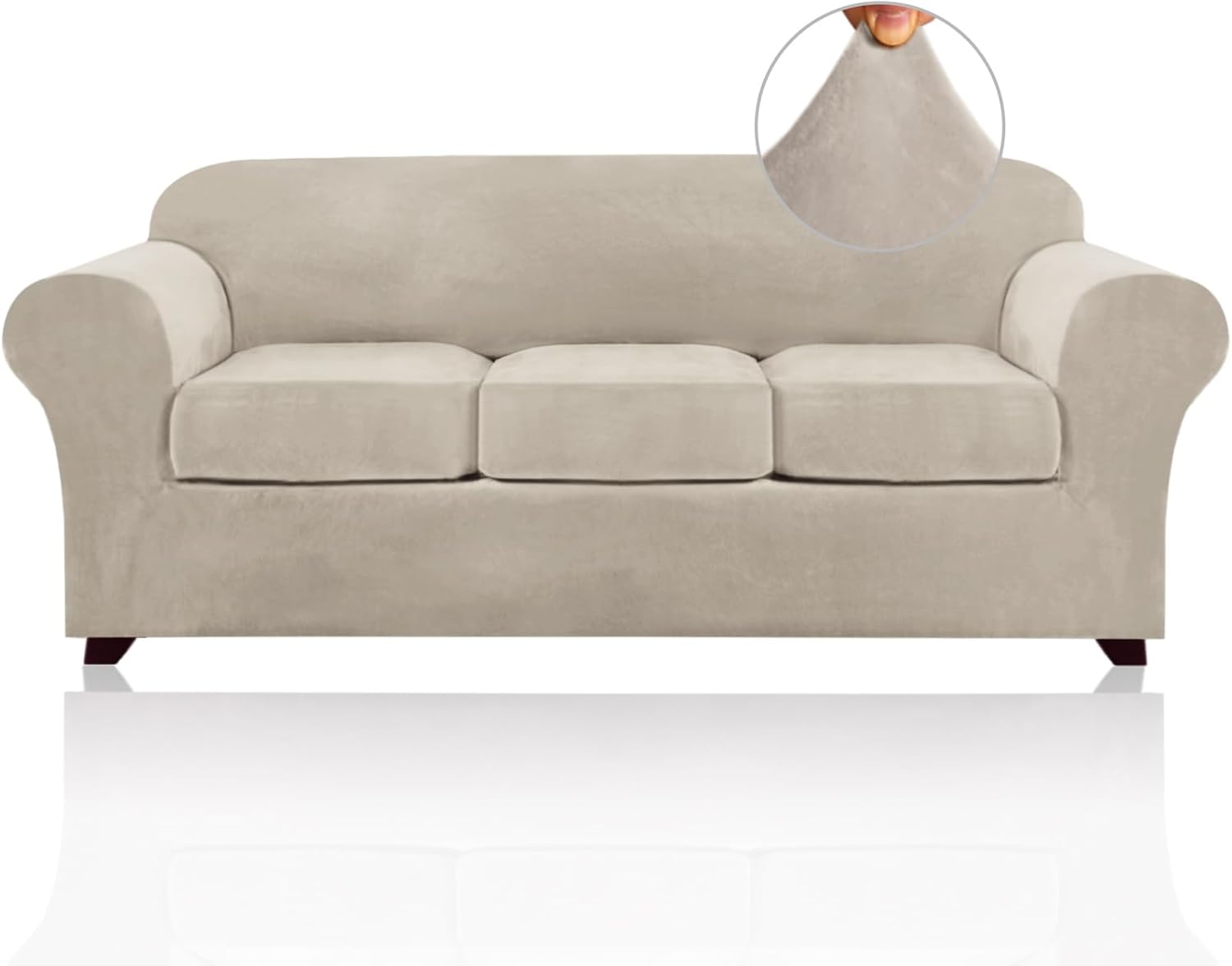 PrinceDeco Velvet Couch Covers for Sofa Soft 4 Pieces Set