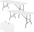 Set of 2 Folding Table 8 FT Portable Heavy Duty Plastic Rectangular