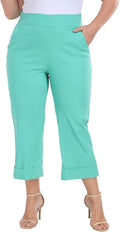 HDE Plus Size Pull On Capris for Women - Flattering Tummy Control leg