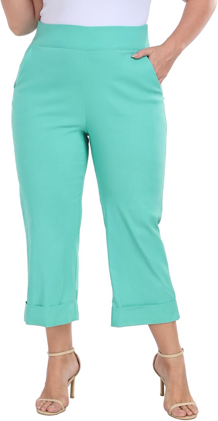 Plus Size Pull On Capris for Women with Tummy Control Style