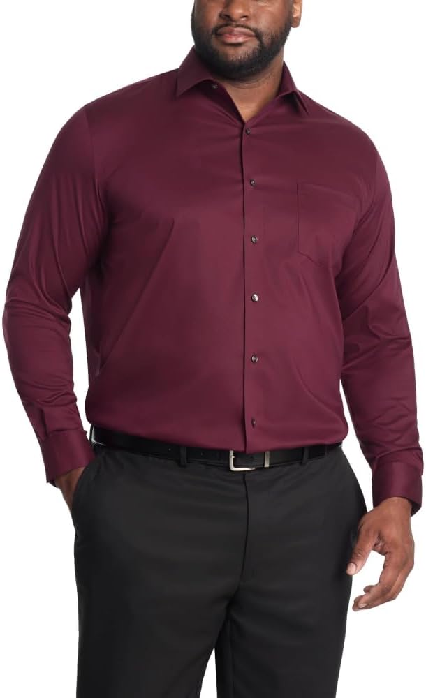 Van Heusen Mens Tall Fit Dress Shirt Ultra Wrinkle Free Comfort