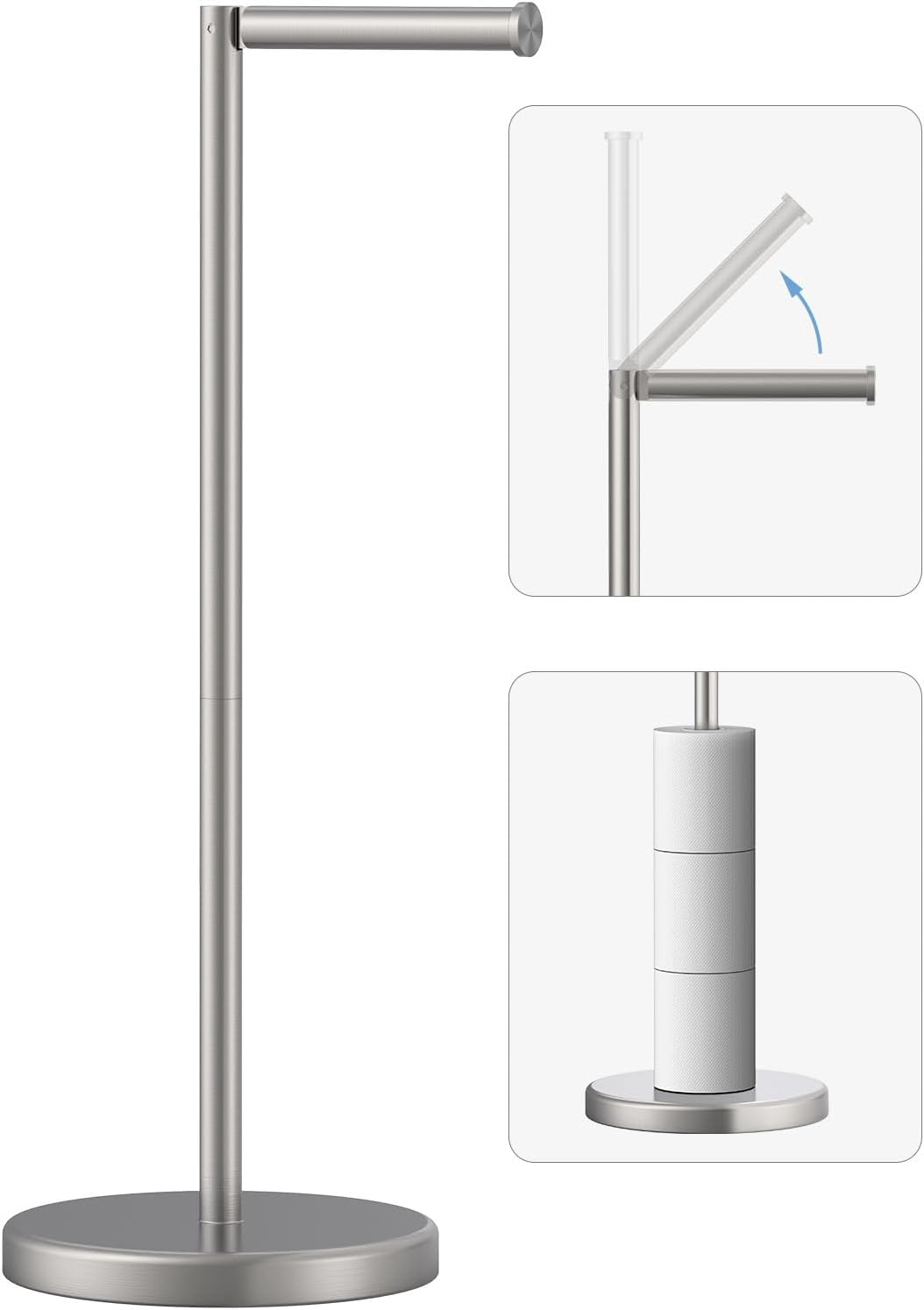 Brushed Nickel Toilet Paper Holder Stand for Bathroom Storage