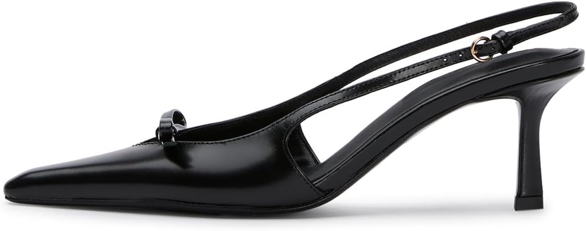 MAVMAX Slingback Heels for Women with Bow and Pointed Toe