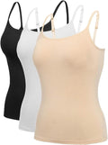 Womens Tank Tops Adjustable Strap Camisole with Built in Padded Bra on