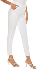 High Waist Skinny Work Pants for Women - Stretchy 4-Pocket Comfort