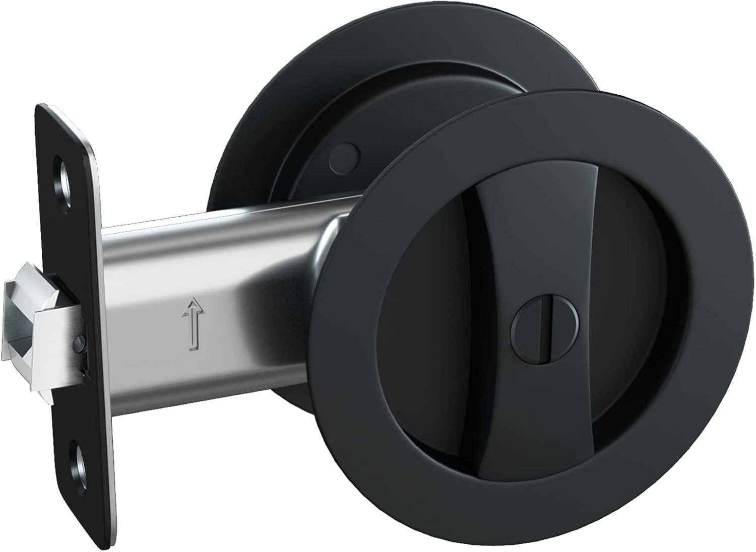 Goldenwarm Matte Black Round Pocket Door Lock for Modern Homes