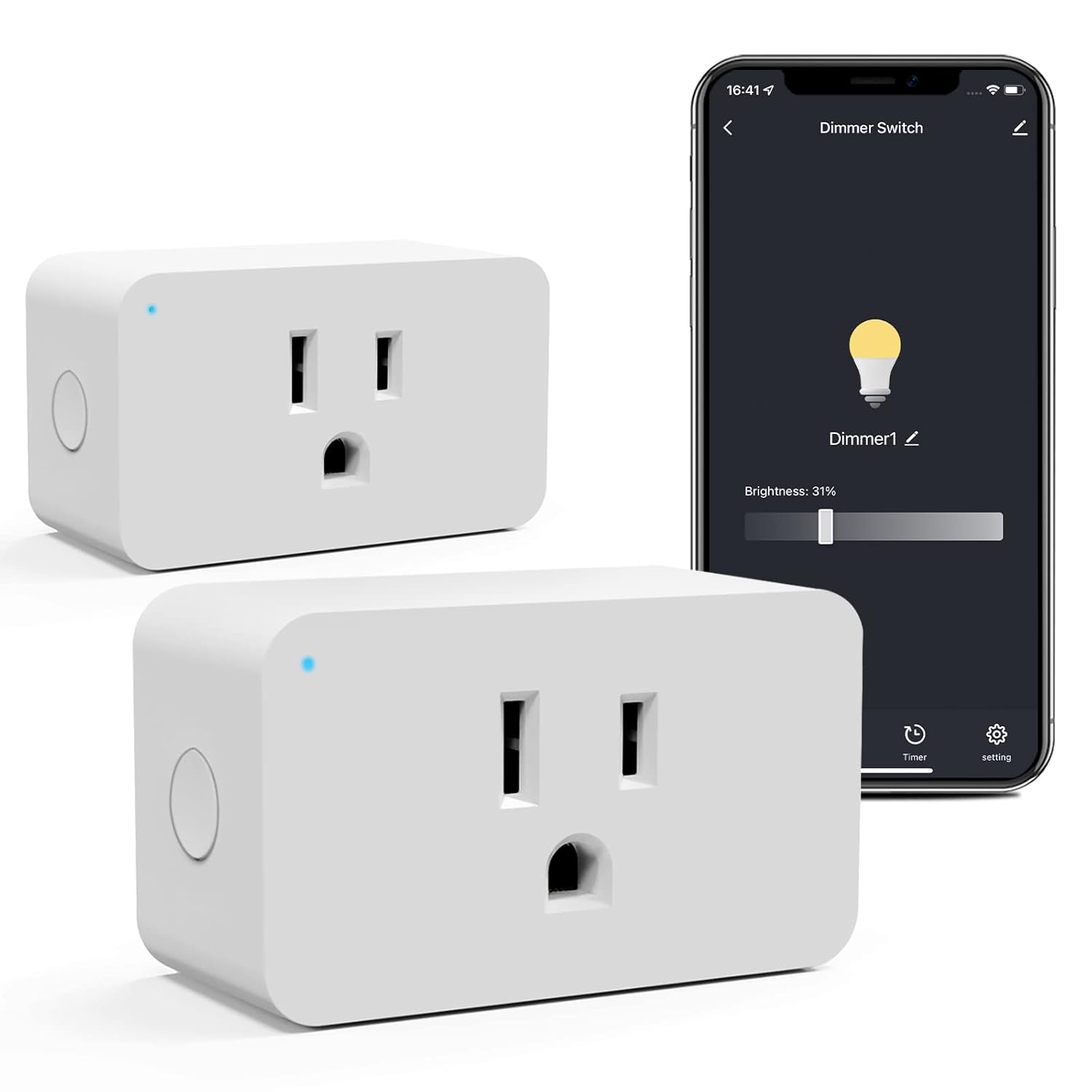 WiFi Smart Dimmable Plug 2 Pack for Voice Control and More