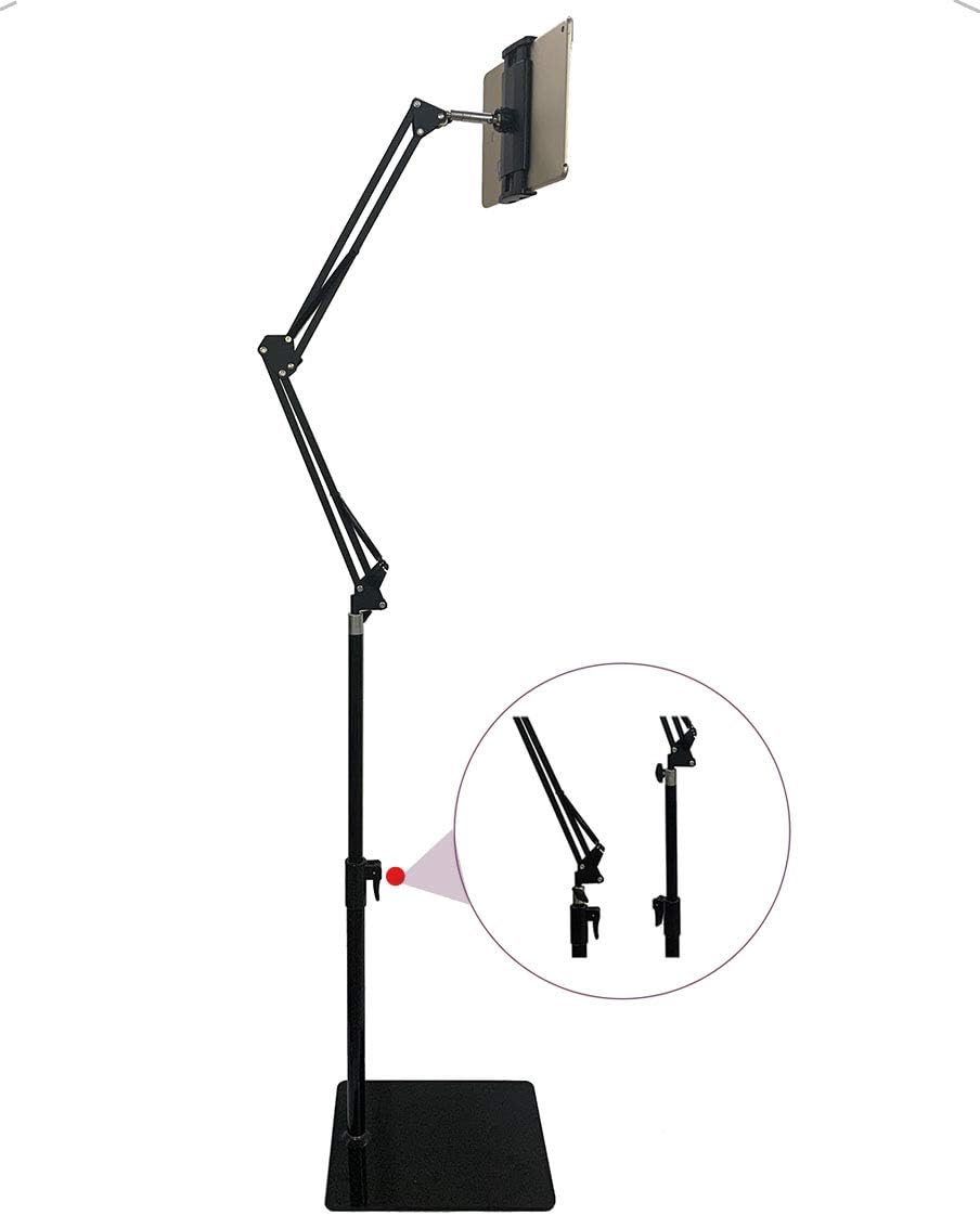Height and Angle Adjustable Floor Stand for Tablets and Phones