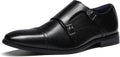 Men's Monk Strap Dress Loafers with Cap Toe - Classic Slip On