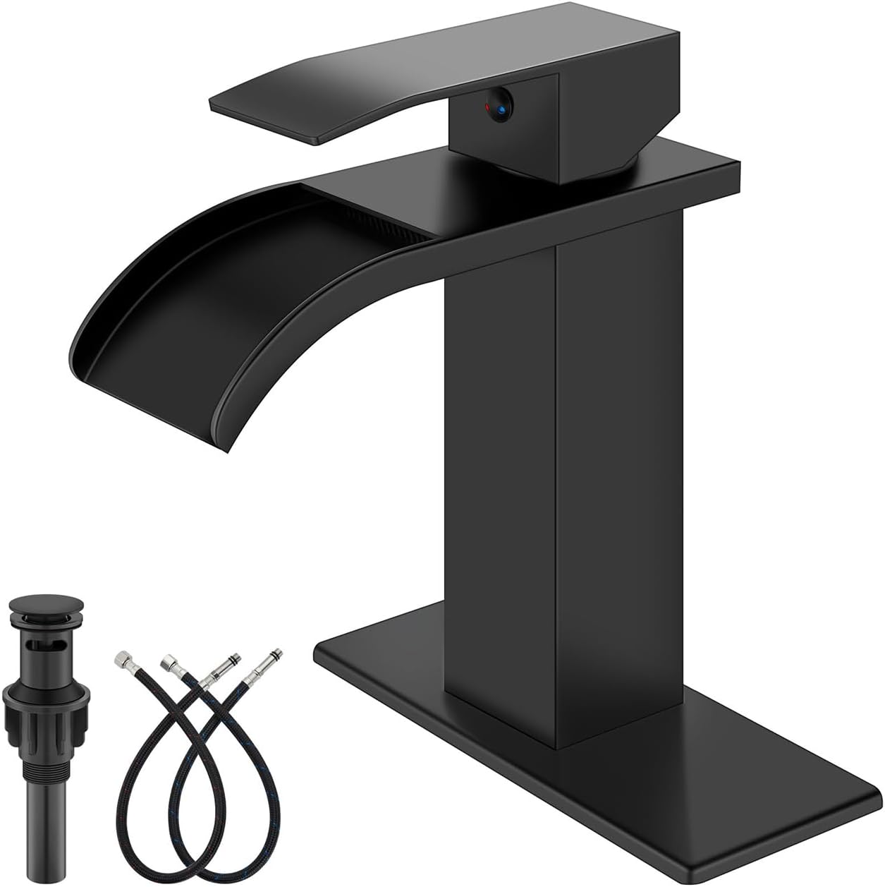 Waterfall Bathroom Faucets for Single Hole Sink with Deck Plate