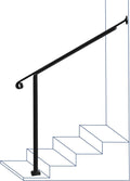 Hand Rails for Outdoor Steps 2 Step Stair Handrail - Sturdy Black Rail