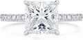 Princess Cut Cubic Zirconia Engagement Ring - Platinum Plated Sterling