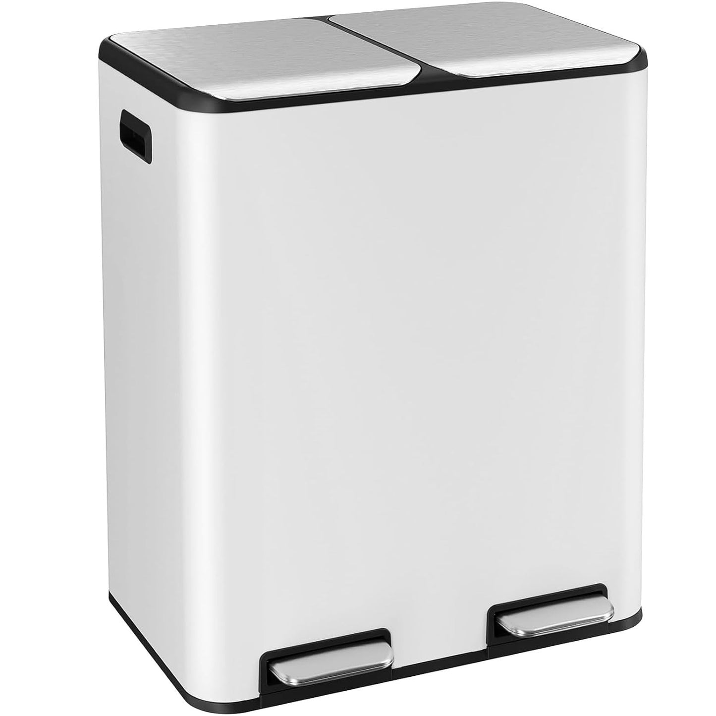 16 Gal Dual Trash Can with Odor Control and Soft-Close Lid