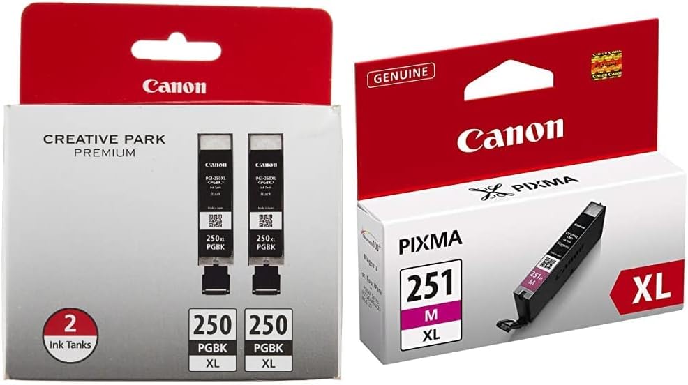 Canon PGI-250XL Black and CLI-251XL Magenta Ink Cartridges