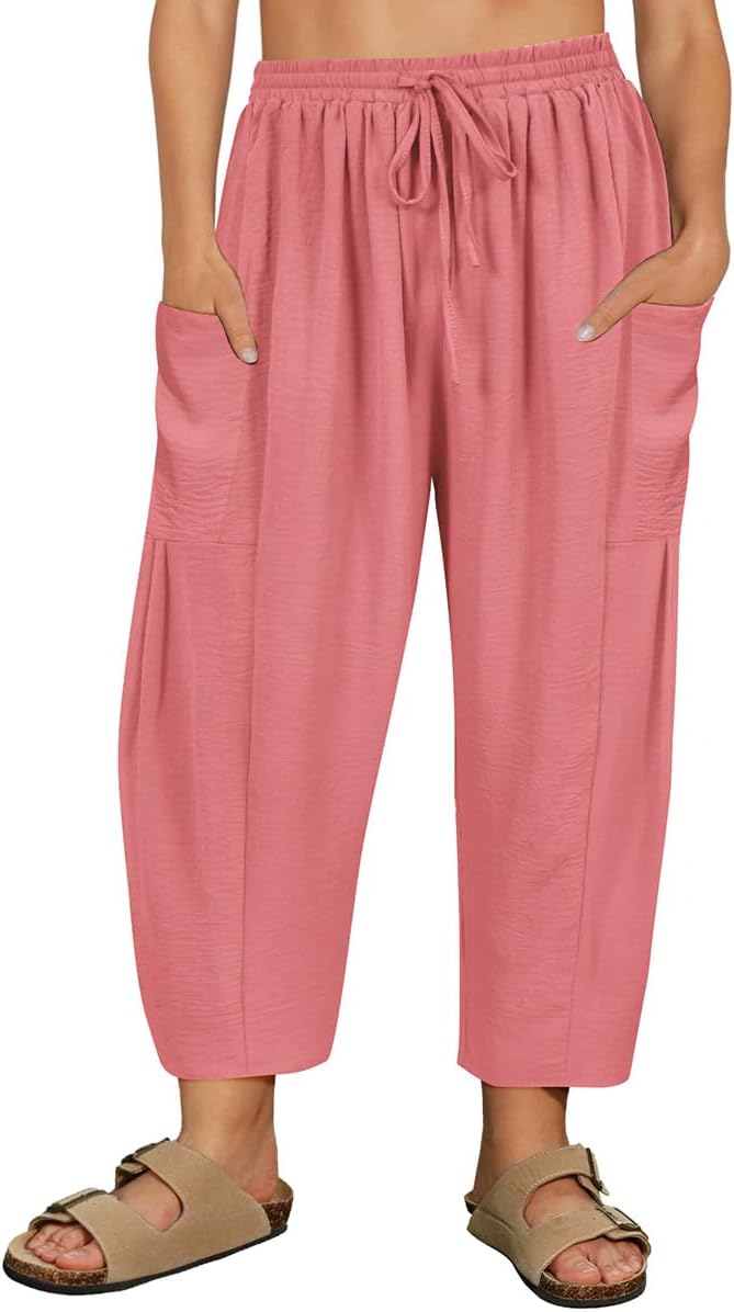 Plus Size Summer Palazzo Harem Pants for Women with Pockets