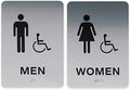 Silver ADA Restroom Signs Set 6in x 9in - Modern Silver and Black