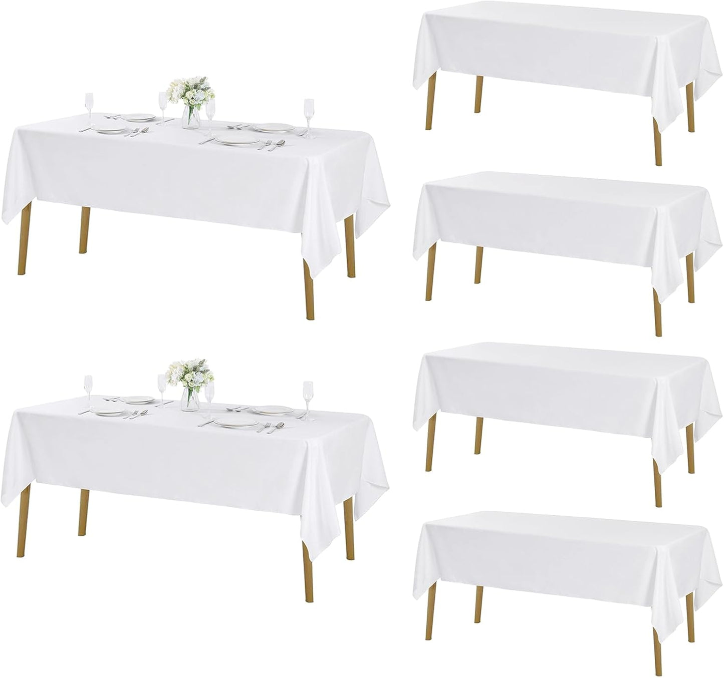 Fokitut 6 Pack Rectangle Tablecloth, Stain Resistant & Wrinkle Free