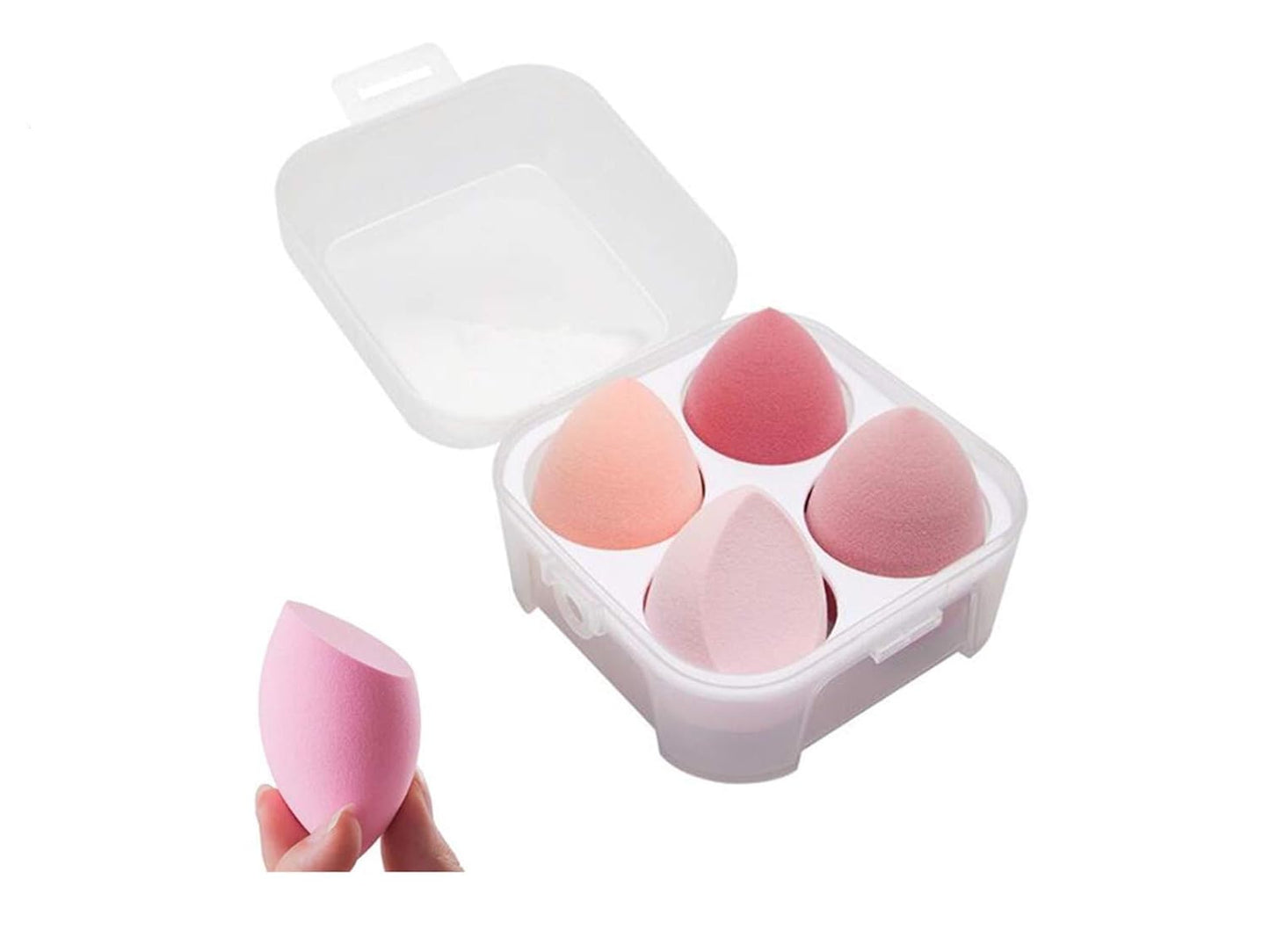 Sinen 4 Pcs Makeup Sponge Set with Egg Holder - Beauty Blender for Flawless Application