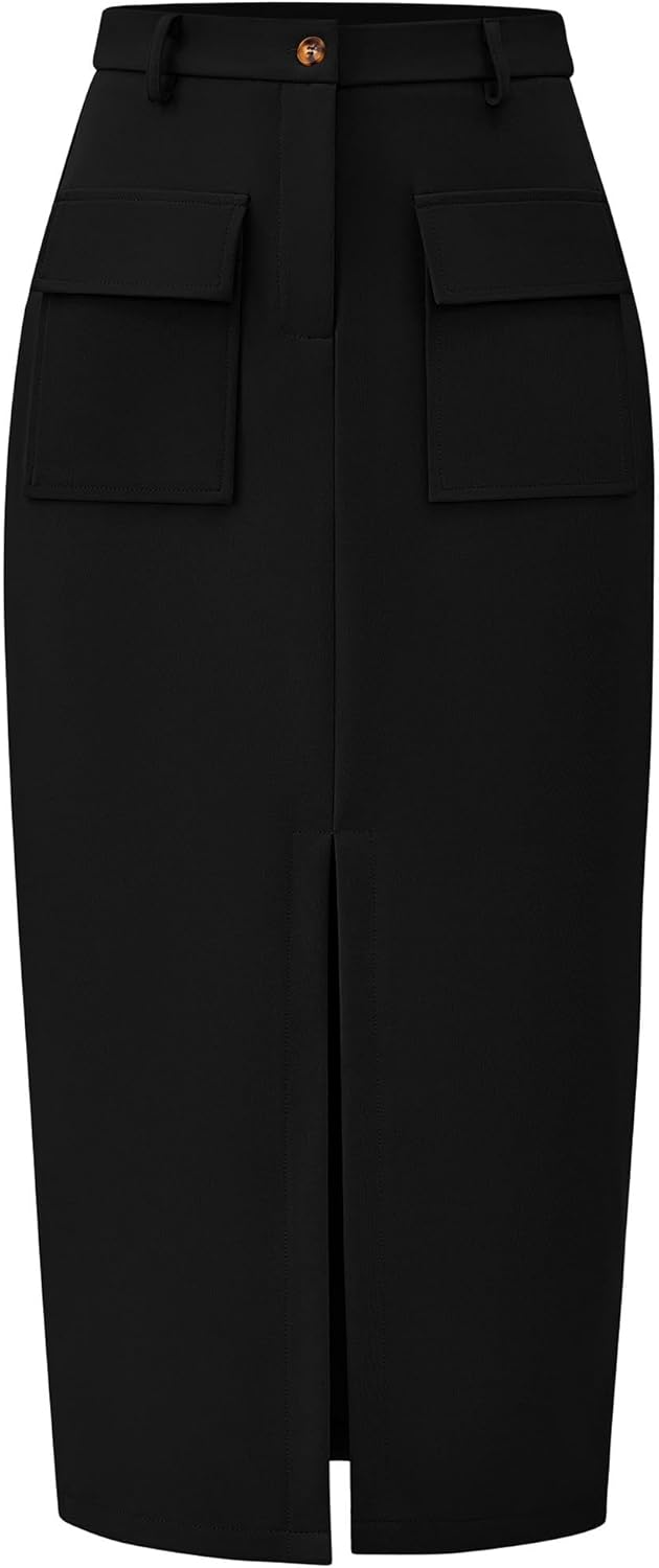 KIRUNDO Midi Skirts for Women: Trendy High Waisted Cargo Style