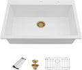 33 Granite Composite Kitchen Sink 33x22 in - Quiet, Durable White