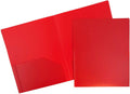 Heavy Duty Plastic 2 Pocket School Folders - Red - 48 Pack