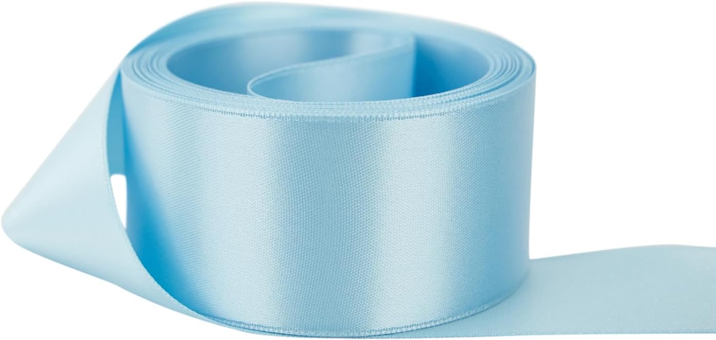 Ribbon Bazaar Double Faced Satin 4 in Light Blue for Crafts