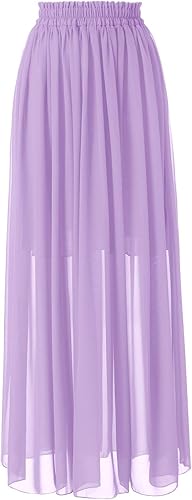 Topdress Women's Long Beach Skirt with Elastic Waistband for Maternity