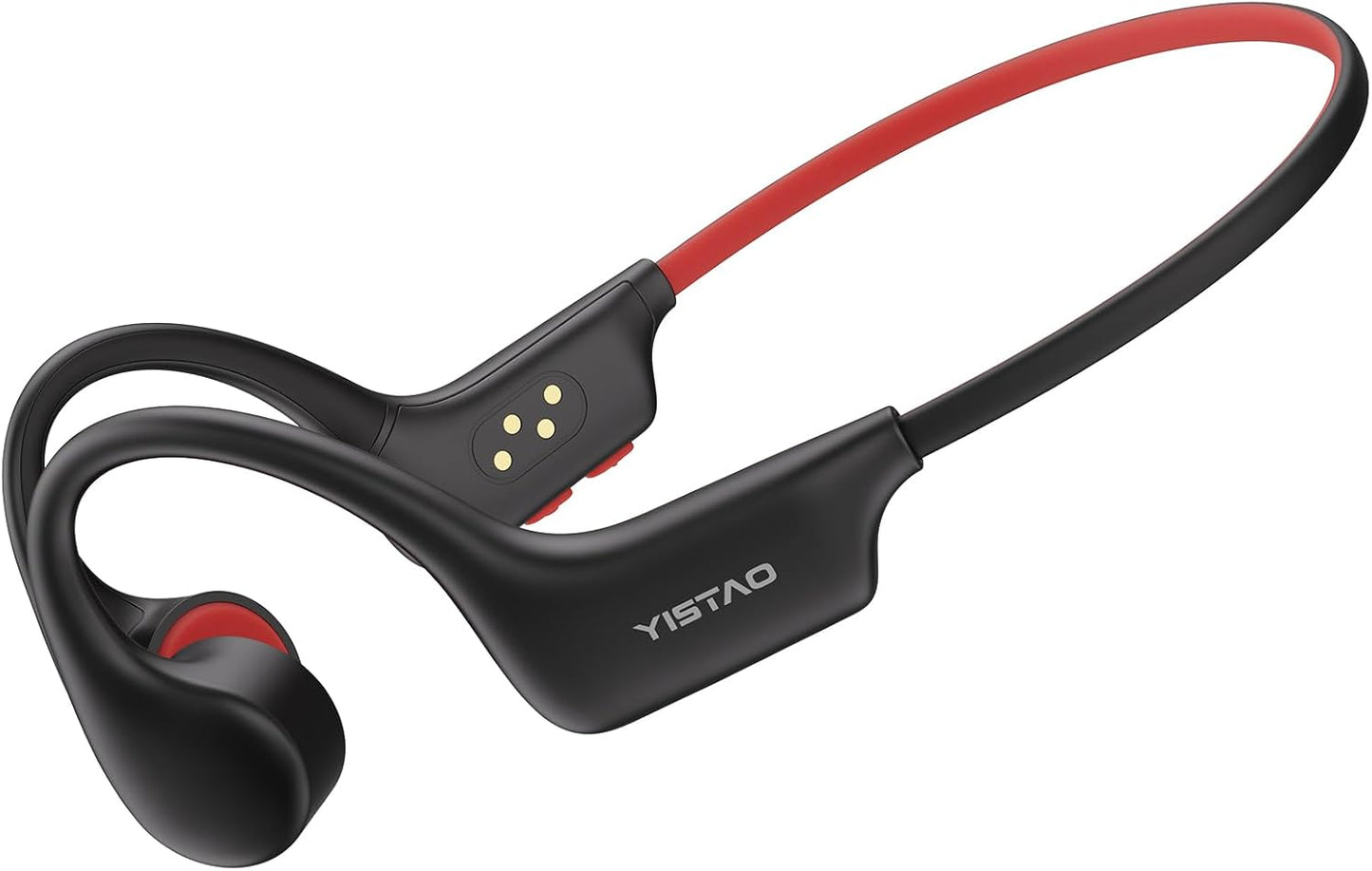 Bone Conduction Wireless Earphones - 8H Playtime, IP68 Waterproof, Red - Yistao