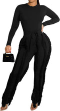 Women Sexy Two Piece Outfits Fringe Pants Set - Club & Party Ready