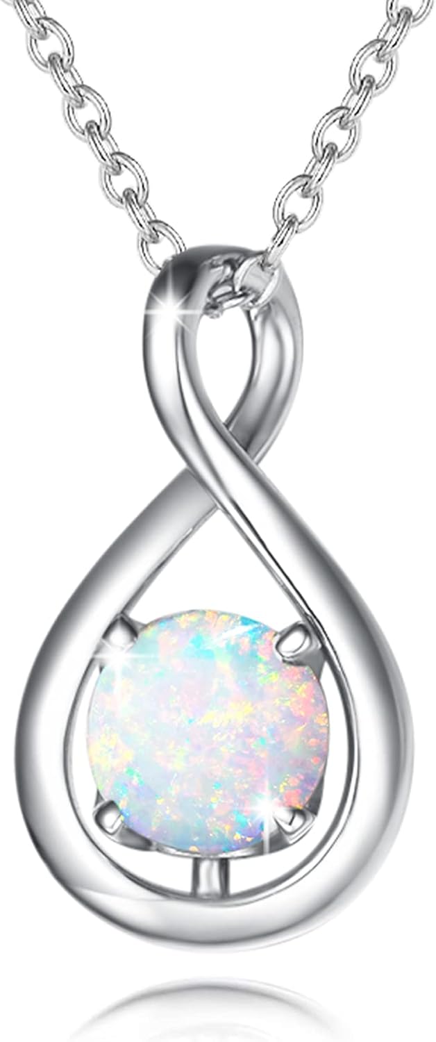 Dainty Infinity Birthstone Necklace for Women in Sterling Silver