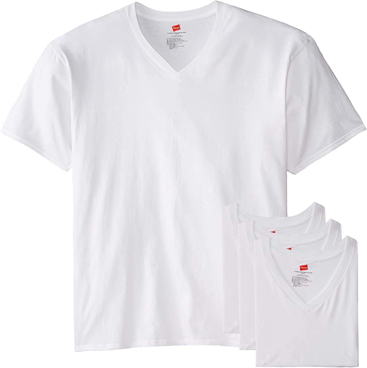 Hanes Mens Tall Cotton V-Neck Tagless Undershirts Multipack