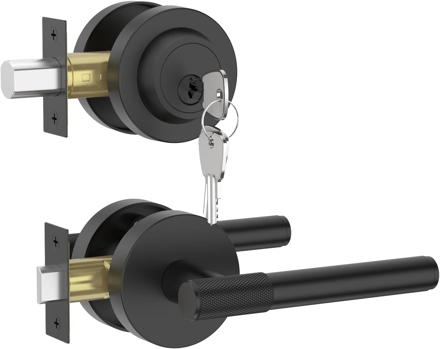 Premium Black Zinc-Alloy Front Door Lock Set for Security