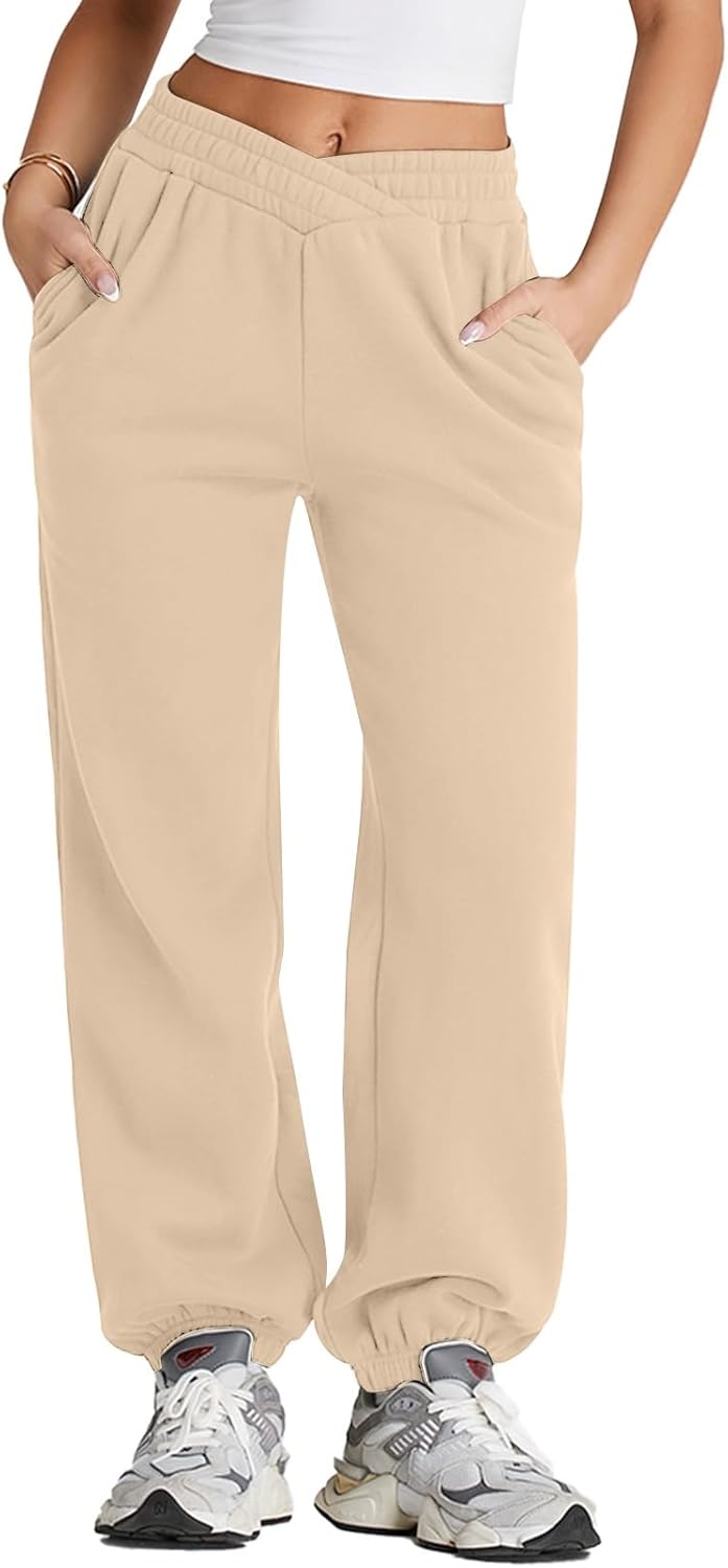 Herseas Women's V Crossover Waist Sweatpants for Cozy Comfort