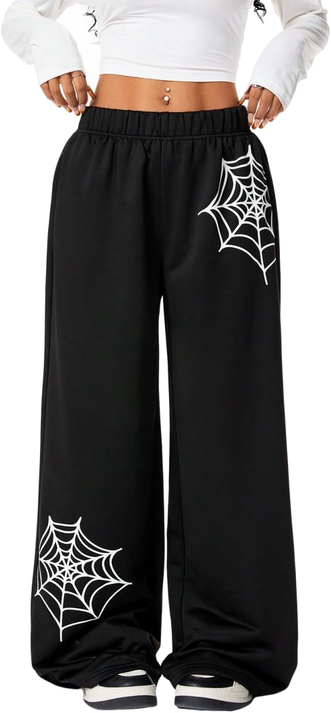 ZAFUL Womens Wide Leg Sweatpants for Y2K Gothic Style Lovers