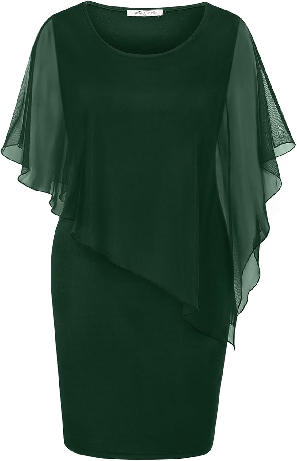 Elegant Women's Mesh Cape Overlay Bodycon Pencil Dress for Events