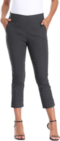 HDE Pull On Capri Pants for Women with Pockets - Comfortable Office