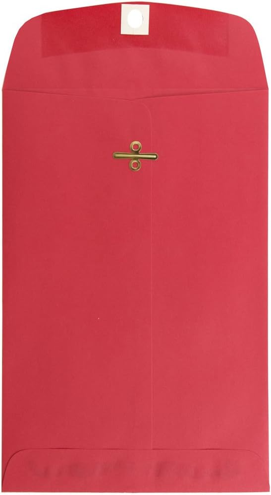 JAM PAPER 6 x 9 Open End Red Clasp Envelopes for Organizing