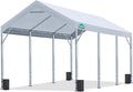 12x20 ft White Heavy Duty Carport Canopy - Adjustable 9.5 to 11 ft