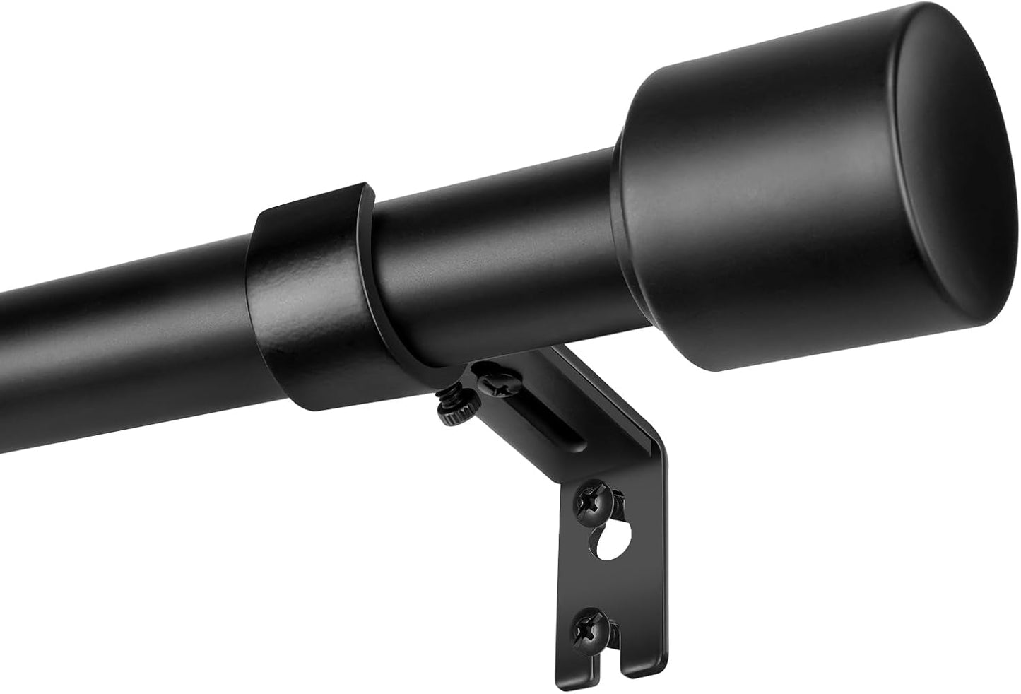 1 Diameter Matte Black Curtain Rods for Adjustable Windows 30-90 in