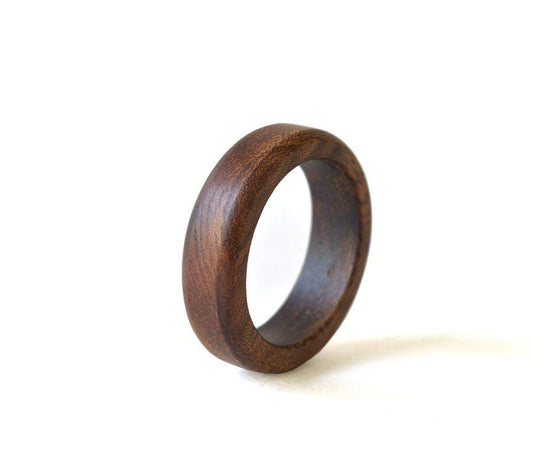 Almond Wood Ring for Women and Men - Unique Wedding Band Gift
