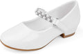 Stelle Girls Dress Shoes White Mary Jane Low Heels for Weddings