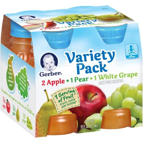 Gerber Juice Fruit Variety Pack of 8 - Unsweetened Juices