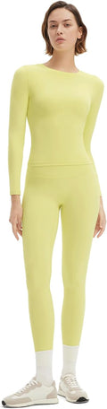 SUUKSESS Women 2 Piece Workout Set Tummy Control Legging Long Sleeve 8