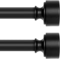 2 Pack Black Curtain Rods 36 to 88 in - Heavy Duty 1 in Diameter