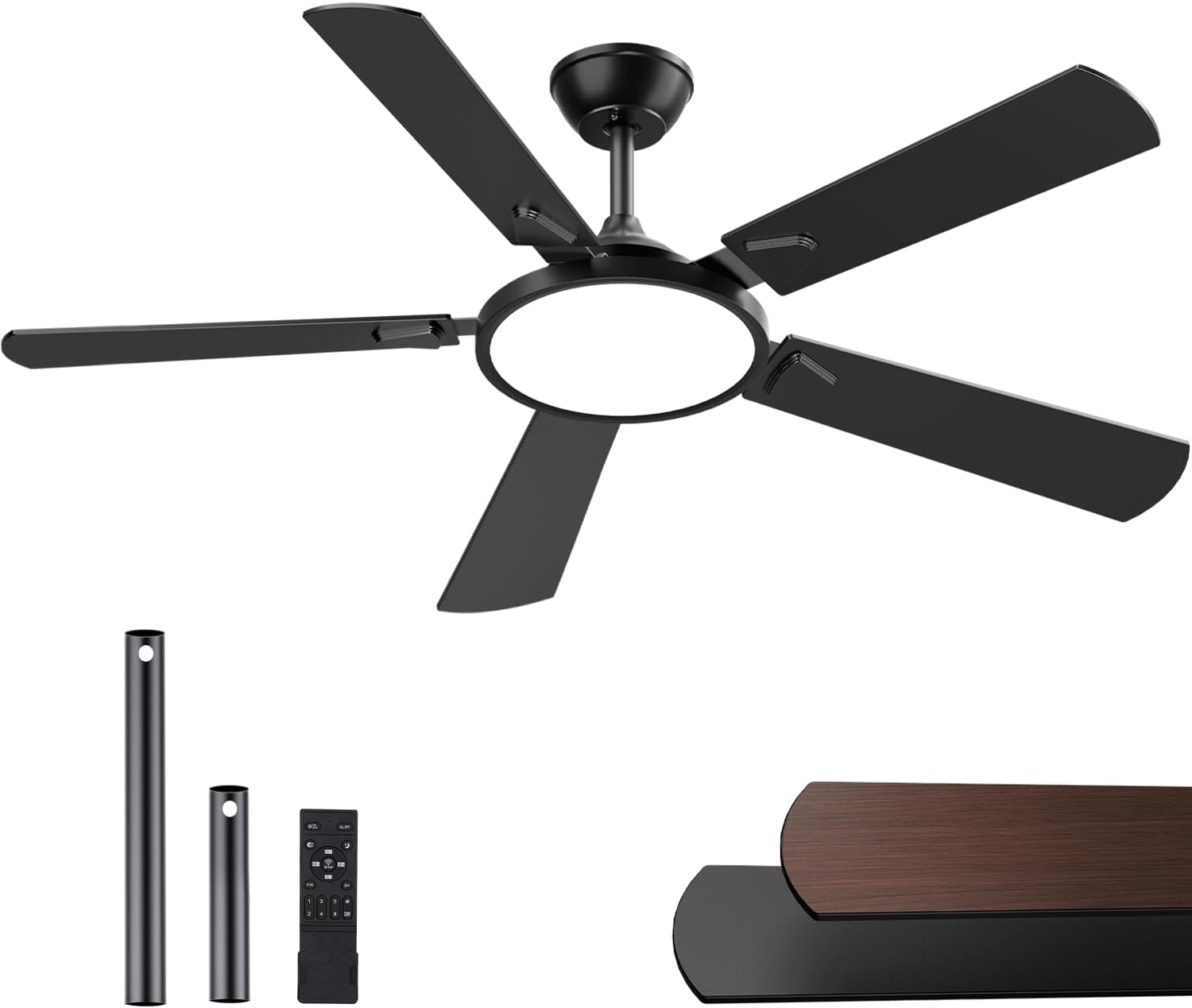 OJX 52 inch Ceiling Fan with Light and Remote Control for Home