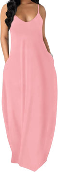 OFEEFAN Women's Maxi Dresses Summer Spaghetti Strap Dress
