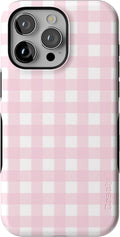 Casely iPhone 15 Pro Case Pink Plaid - Bold Protective Design