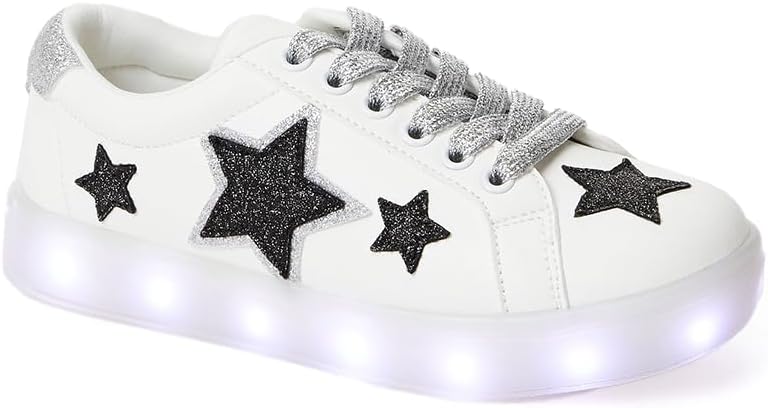 FabKids Boys Light Up Sneakers with Cute Dinosaur Design