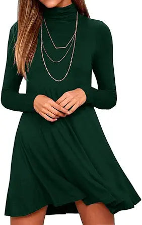 KEEDONE Women's Long Sleeve Turtleneck Casual Dress for All Occasions