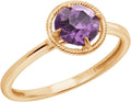 March Birthstone Ring in 10K Yellow Gold for Women - Delicate Halo